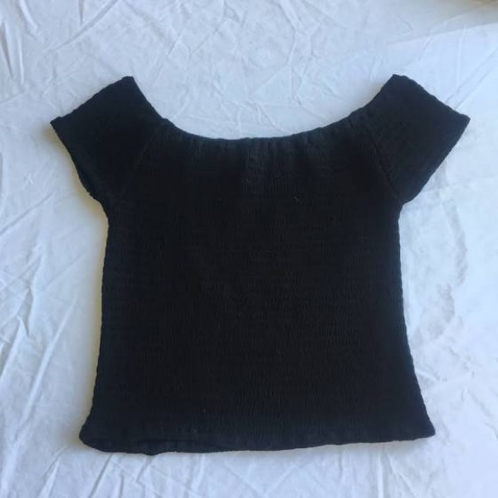 Brandy Melville Ruched Crop Top off the Shoulder